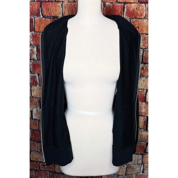 Nike Women's XS Full-Zip Black Training Hoodie Jacket Side Spellout Slits - Picture 7 of 8